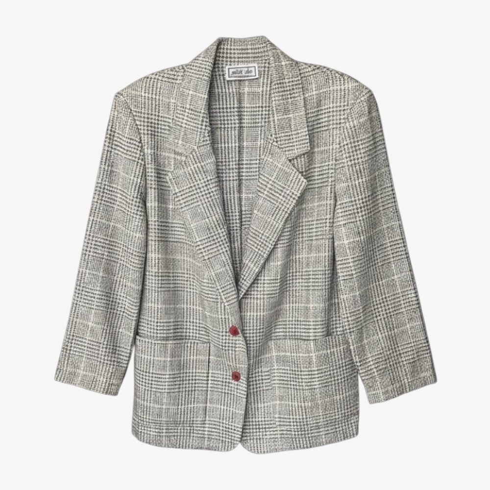 Vintage  Windowpane Plaid Blazer
